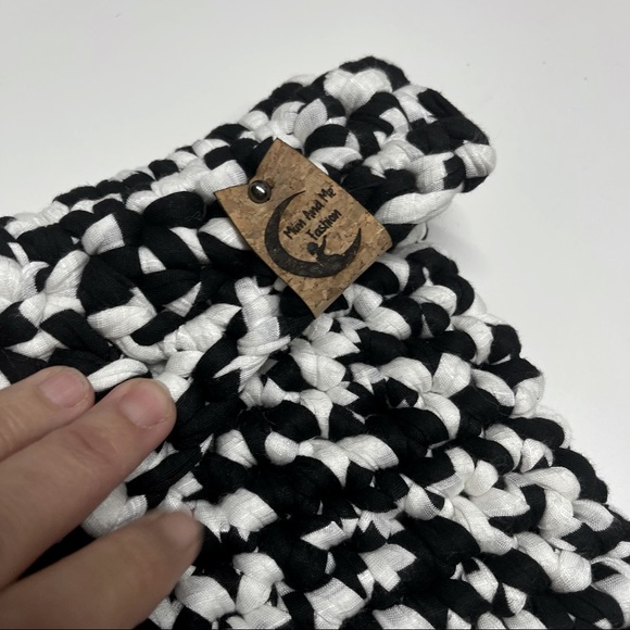 Handmade Envelope Bag Pouch t-shirt yarn Black Med - Picture 3 of 11